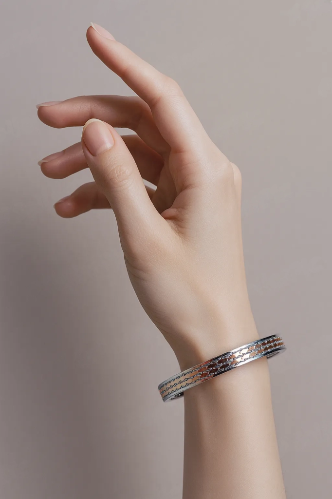 Sterling Silver Rose Gold Oval Shape Bracelet